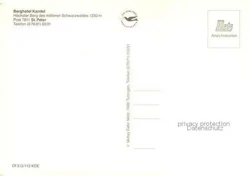 AK / Ansichtskarte St_Peter_Schwarzwald Berghotel Kandel Drachenflieger Details St_Peter_Schwarzwald