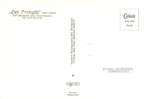 AK / Ansichtskarte Berlepsch Ellerode_Witzenhausen Der Berlepsch Fliegeraufnahme 