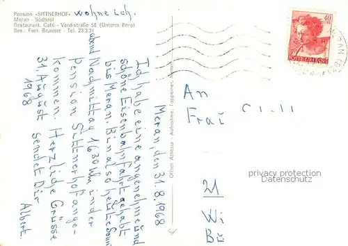 AK / Ansichtskarte Meran_Merano Pension Sittnerhof Meran Merano