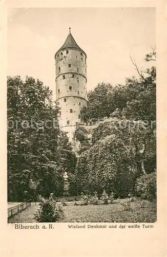 AK / Ansichtskarte Biberach__Riss Wieland Denkmal und der weisse Turm 