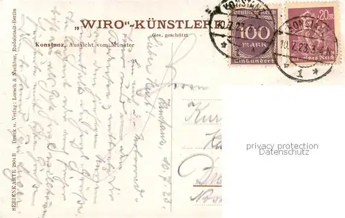 AK / Ansichtskarte Konstanz_Bodensee Blick vom Muenster Konstanz_Bodensee