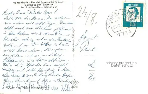 AK / Ansichtskarte Voehrenbach Gasthaus zur Talsperre mit Linachtalsperre Voehrenbach