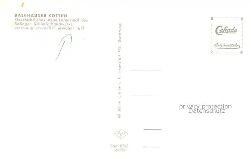 AK / Ansichtskarte Solingen Balkhauser Kotten an der Wupper Arbeitsdenkmal des Solinger Schleiferhandwerks Solingen