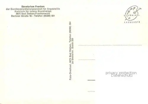 AK / Ansichtskarte Bad_Steben Sanatorium Franken der BfA Kurklinik Sonnenterrasse Speisesaal Bad_Steben