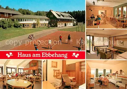 AK / Ansichtskarte Valbert Bildungsstaette Schullandheim Haus am Ebbehang Innenraeume Sportplatz Valbert