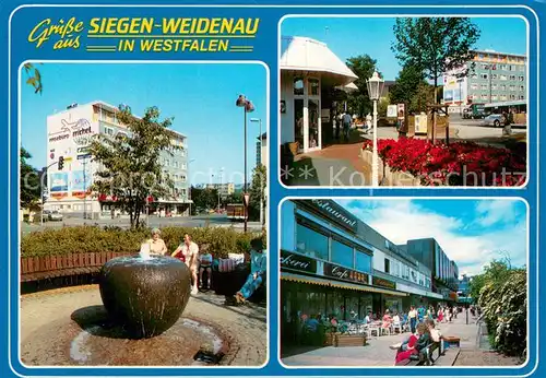 AK / Ansichtskarte Weidenau_Sieg Stadtzentrum Brunnen Fussgaengerzone Weidenau Sieg