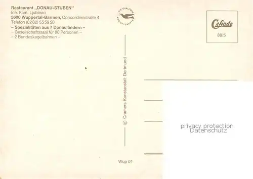 AK / Ansichtskarte Barmen_Wuppertal Restaurant Donau Stuben Barmen Wuppertal