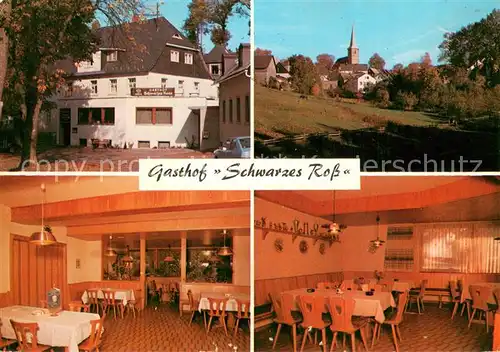 AK / Ansichtskarte Presseck Gasthof Schwarzes Ross Gastraum Ortsmotiv mit Kirche Presseck