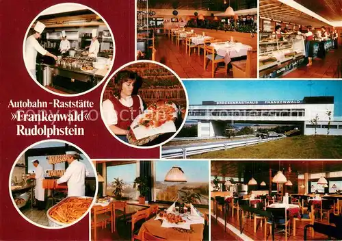 AK / Ansichtskarte Rudolphstein Autobahn Raststaette Frankenwald Restaurant Kueche Rudolphstein