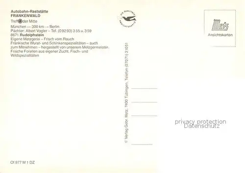 AK / Ansichtskarte Rudolphstein Autobahn Raststaette Frankenwald Restaurant Kueche Rudolphstein