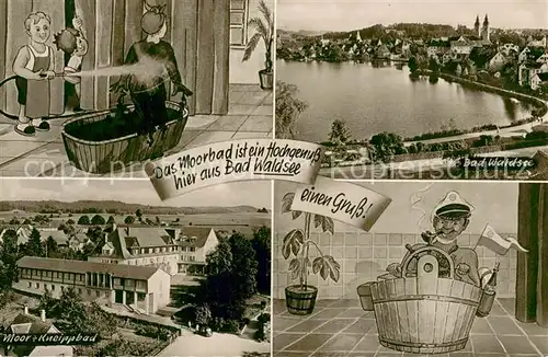 AK / Ansichtskarte Bad_Waldsee Moor und Kneippbad Panorama Karikaturen Bad_Waldsee