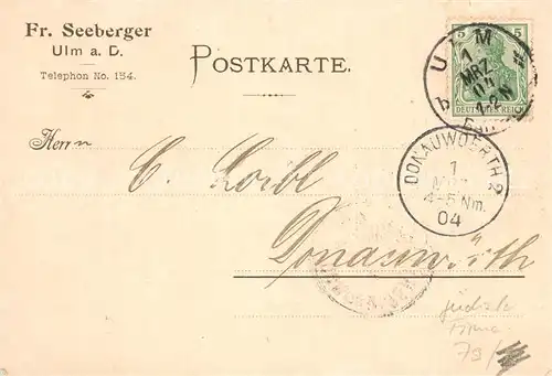 AK / Ansichtskarte Ulm__Donau Friedrich Seeberger Antwortkarte 