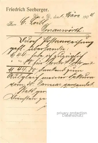 AK / Ansichtskarte Ulm__Donau Friedrich Seeberger Antwortkarte 