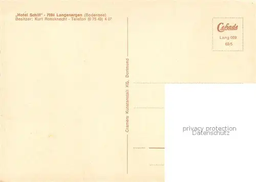 AK / Ansichtskarte Langenargen_Bodensee Hotel Schiff Gastraeume Langenargen Bodensee