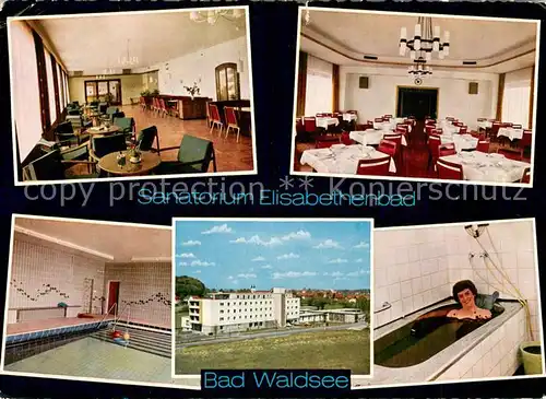 AK / Ansichtskarte Bad_Waldsee Sanatorium Elisabethenbad Gastraeume Hallenbad Moorbad Bad_Waldsee