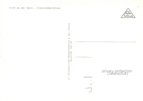 AK / Ansichtskarte Hof_Saale Friedrich Ebert Bruecke Statue Kupfertiefdruck Hof_Saale