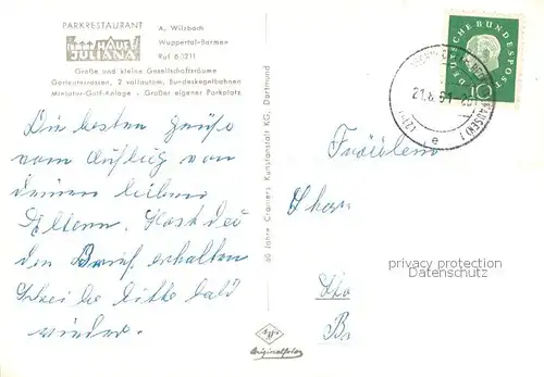 AK / Ansichtskarte Barmen_Wuppertal Parkrestaurant Haus Juliana Gartenterrasse Minigolf Barmen Wuppertal