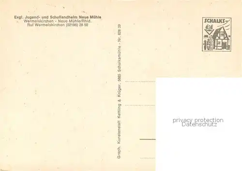 AK / Ansichtskarte Wermelskirchen Evgl. Jugend  und Schullandheim Neue Muehle Wermelskirchen
