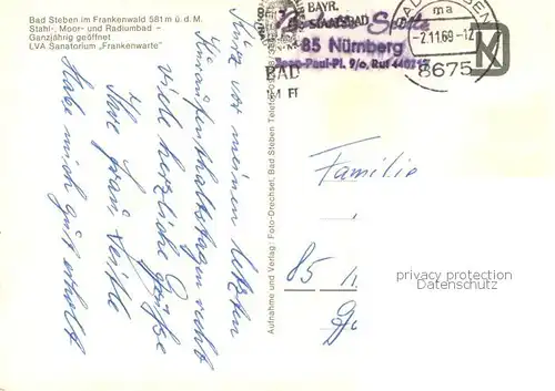AK / Ansichtskarte Bad_Steben LVA Sanatorium Frankenwarte im Frankenwald Bad_Steben