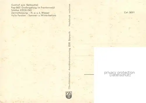 AK / Ansichtskarte Grafengehaig Gasthof zum Rehbachtal im Frankenwald Grafengehaig