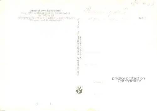 AK / Ansichtskarte Grafengehaig Gasthof zum Rehbachtal im Frankenwald Grafengehaig