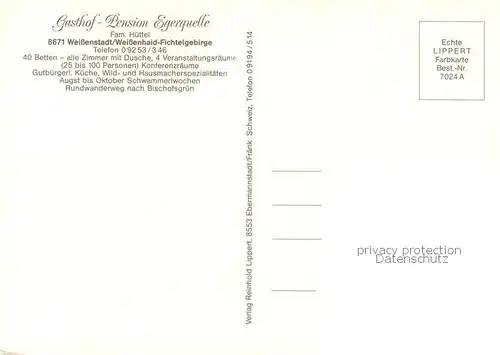 AK / Ansichtskarte Weissenhaid Gasthof Pension Egerquelle Seglerhafen an der Eger Weissenhaid