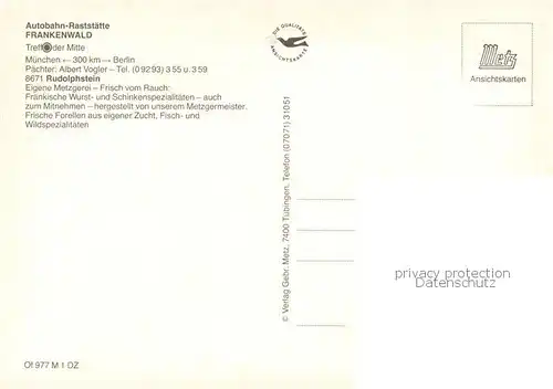 AK / Ansichtskarte Rudolphstein Autobahn Raststaette Frankenwald Rudolphstein