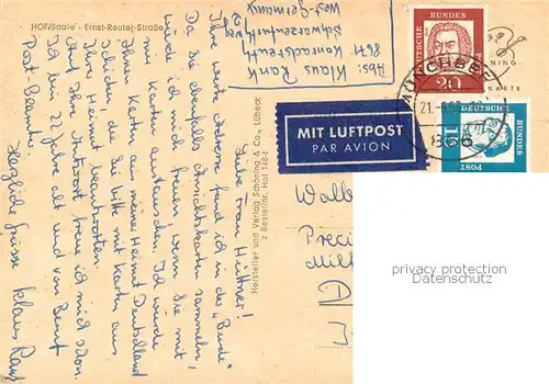 AK / Ansichtskarte Hof_Saale Ernst Reuter Strasse Hof_Saale