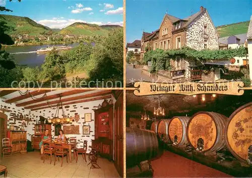 AK / Ansichtskarte Pommern_Mosel Weingut Winzerhof Wilhelm Schneiders Weinkeller Blick auf die Mosel Pommern Mosel