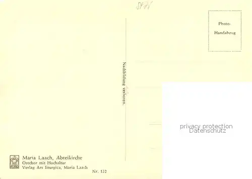 AK / Ansichtskarte Maria_Laach__Kloster Abteikirche Ostchor mit Hochaltar Handabzug 