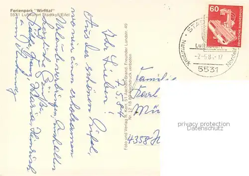 AK / Ansichtskarte Stadtkyll Panorama Ferienpark Wirfttal Campingplatz Bungalows Naturpark Nordeifel Stadtkyll