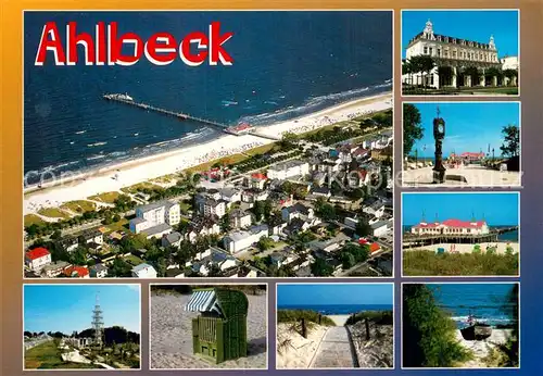 AK / Ansichtskarte Ahlbeck_Ostseebad Fliegeraufnahme Teilansichten Strandpartien Ahlbeck_Ostseebad