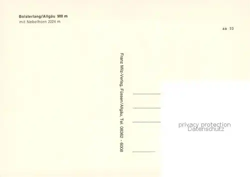 AK / Ansichtskarte Bolsterlang Fliegeraufnahme mit Nebelhorn Bolsterlang