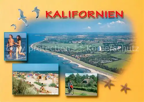 AK / Ansichtskarte Kalifornien_Ostseebad Fliegeraufnahme Strandpartien Kalifornien_Ostseebad