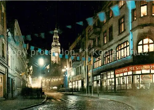 AK / Ansichtskarte Zielona_Gora_Gruenberg Fragment ulicy Stefana Zeromskiego w glebi ratusz 