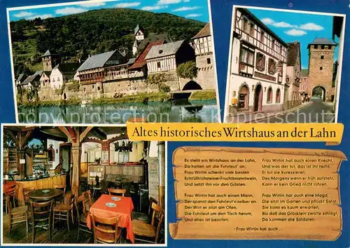 AK / Ansichtskarte Dausenau Altes historisches Wirtshaus an der Lahn Gaststube Stadttor Dausenau