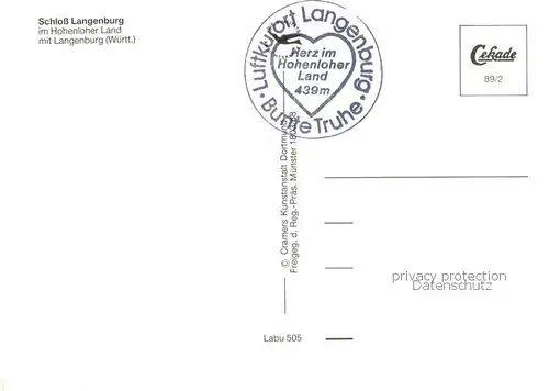 AK / Ansichtskarte Langenburg_Wuerttemberg Schloss Langenburg Fliegeraufnahme Langenburg Wuerttemberg