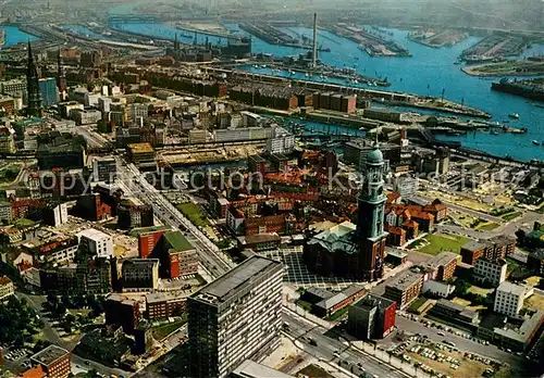 AK / Ansichtskarte Hamburg Michel Ost West Strasse Blick zum Hafen Hamburg