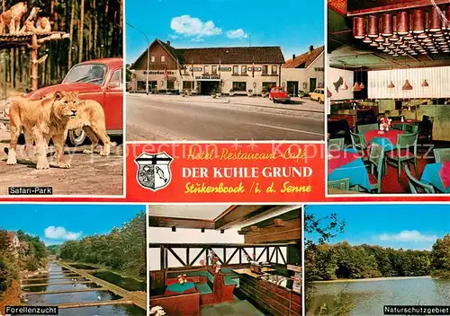 AK / Ansichtskarte Stukenbrock Hotel Restaurant Cafe Der Kuehle Grund Safari Park Gastraum Forellenzucht Naturschutzgebiet Stukenbrock