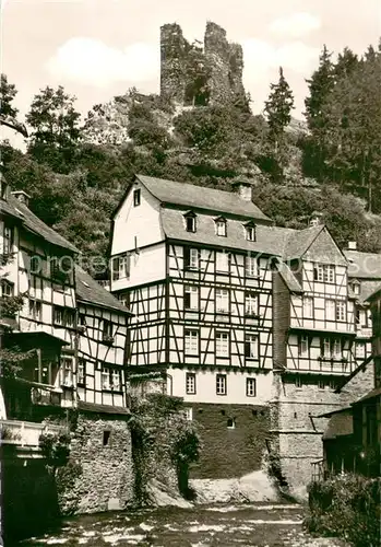 AK / Ansichtskarte Monschau Haller Ruine Altstadt Partie an der Rur Fachwerkhaeuser Monschau