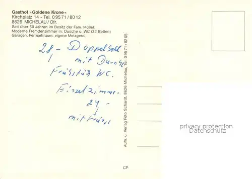 AK / Ansichtskarte Michelau_Oberfranken Metzgerei Gasthof Goldene Krone Michelau_Oberfranken