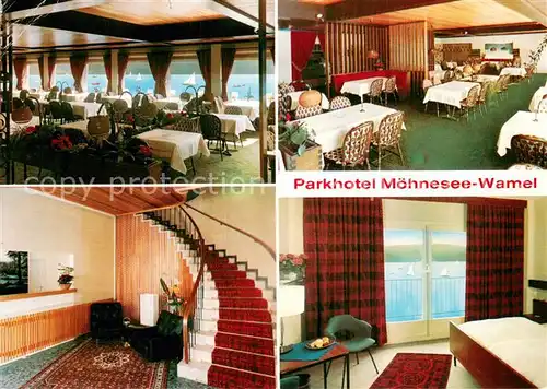 AK / Ansichtskarte Wamel_Moehnesee Parkhotel Speisesaal Treppenaufgang Gaestezimmer Wamel Moehnesee