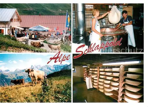 AK / Ansichtskarte Oberstdorf Alpe Schlappold Terrasse Kaeserei Kaeselager Panorama Oberstdorf