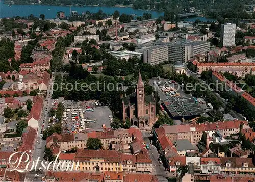 AK / Ansichtskarte Potsdam Fliegeraufnahme mit Kirche St Peter und Paul sowie Franzoesische Kirche am Bassinplatz Potsdam
