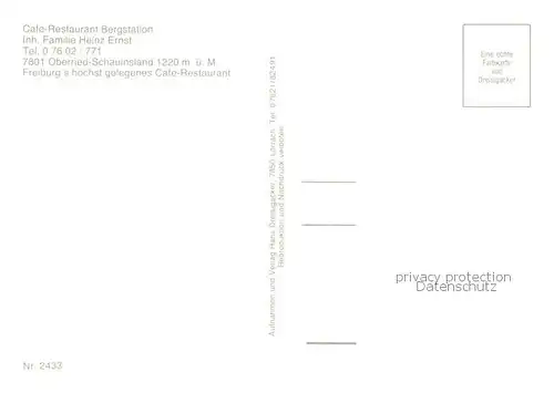 AK / Ansichtskarte Oberried_Breisgau Cafe Restaurant Bergstation mit Feldberg Fliegeraufnahme Oberried Breisgau