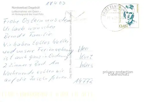 AK / Ansichtskarte Dagebuell Fliegeraufnahme Dagebuell