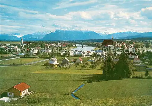 AK / Ansichtskarte Oberndorf_Laufen Panorama mit Salzburger und Berchtesgadener Bergen Oberndorf_Laufen