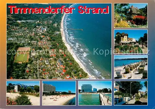 AK / Ansichtskarte Timmendorfer_Strand Fliegeraufnahme Strandpartien Schwimmbad Teilansichten Timmendorfer_Strand