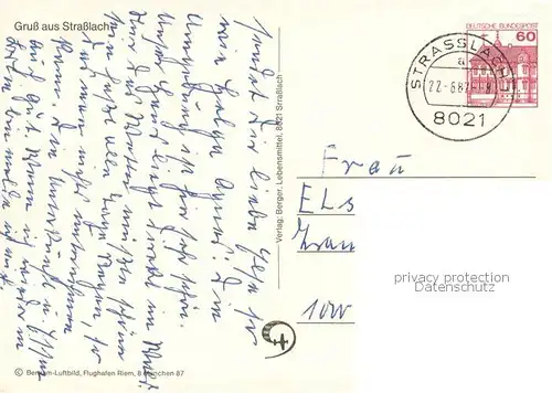 AK / Ansichtskarte Strasslach Dingharting Hotel Kanal Kapelle Fliegeraufnahme Strasslach Dingharting