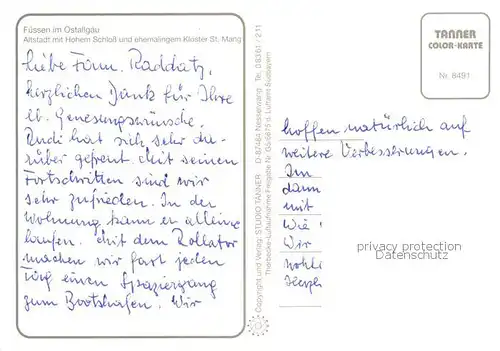 AK / Ansichtskarte Fuessen_Allgaeu Altstadt mit Hohem Schloss und ehem Kloster St Mang Fliegeraufnahme Fuessen Allgaeu